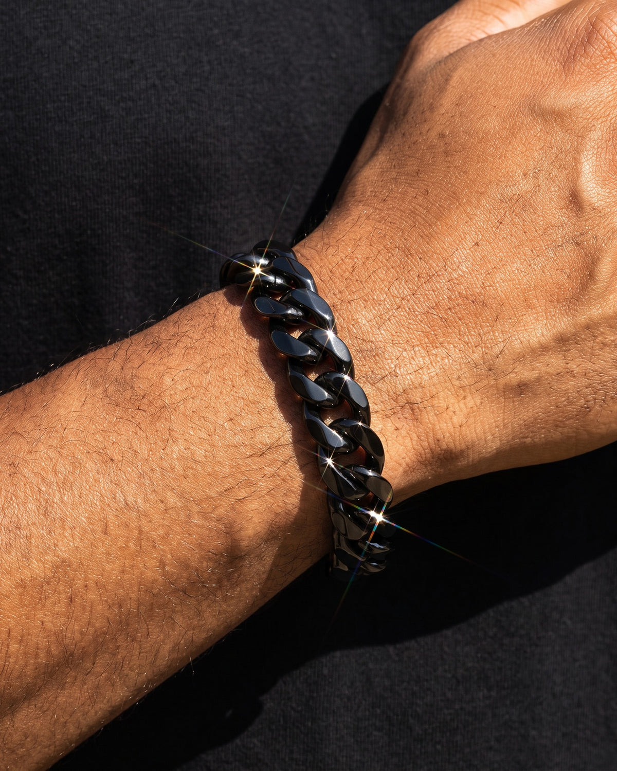 Cuban Link Bracelet 11mm Black worn