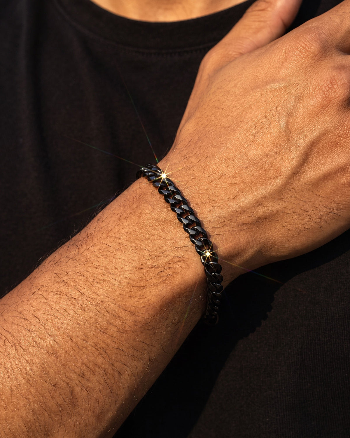 Cuban Link Bracelet 5mm Black worn