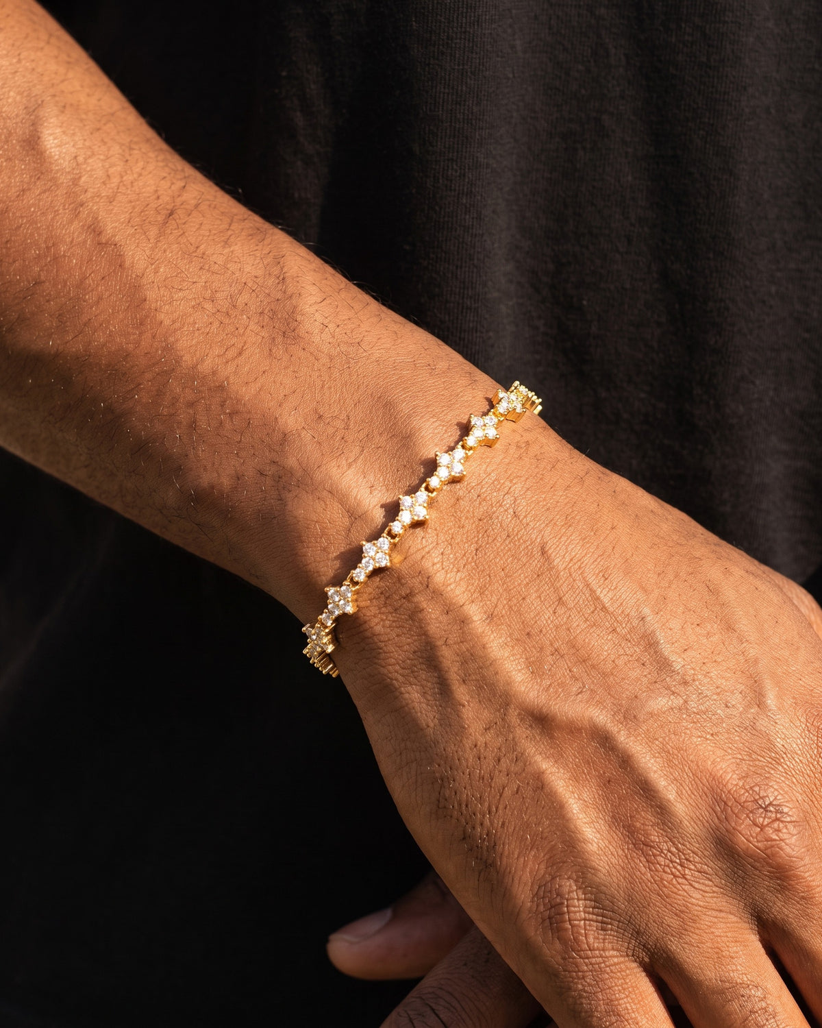 Iced Star Link Bracelet Gold worn