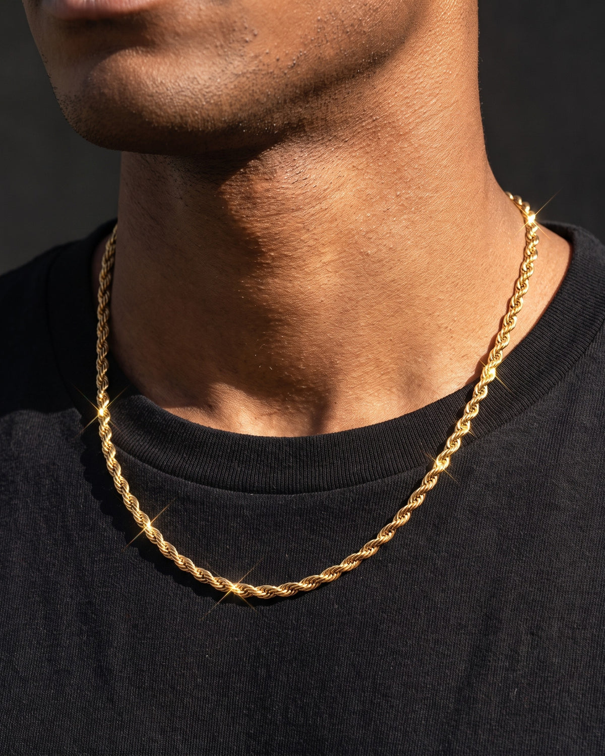 Rope Chain 2.5mm Gold worn