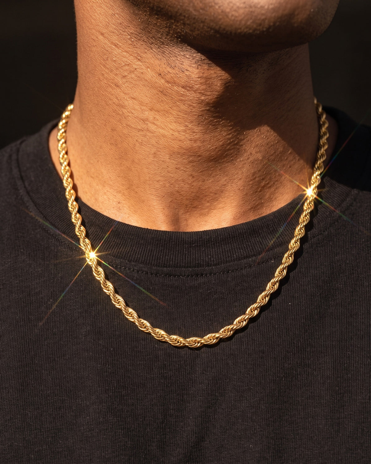 Rope Chain 4mm Gold worn