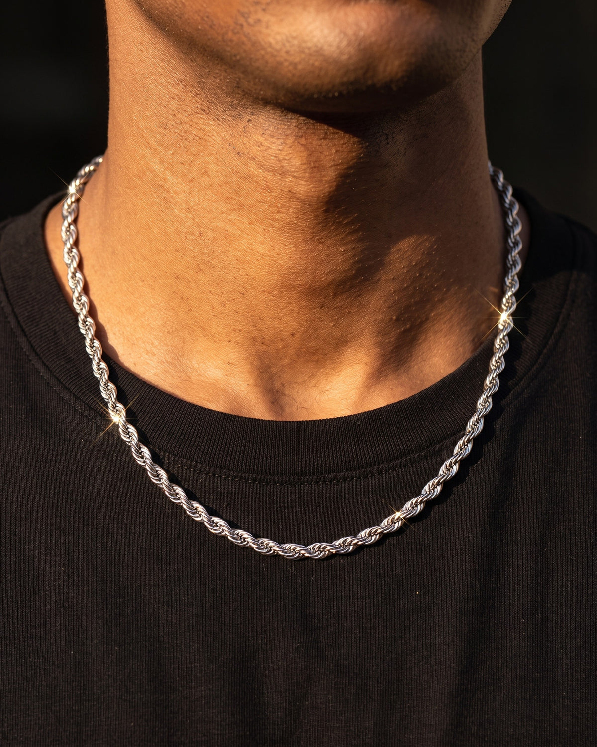 Rope Chain 4mm White worn