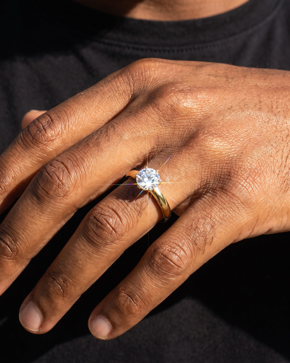 Solitaire Ring Gold worn