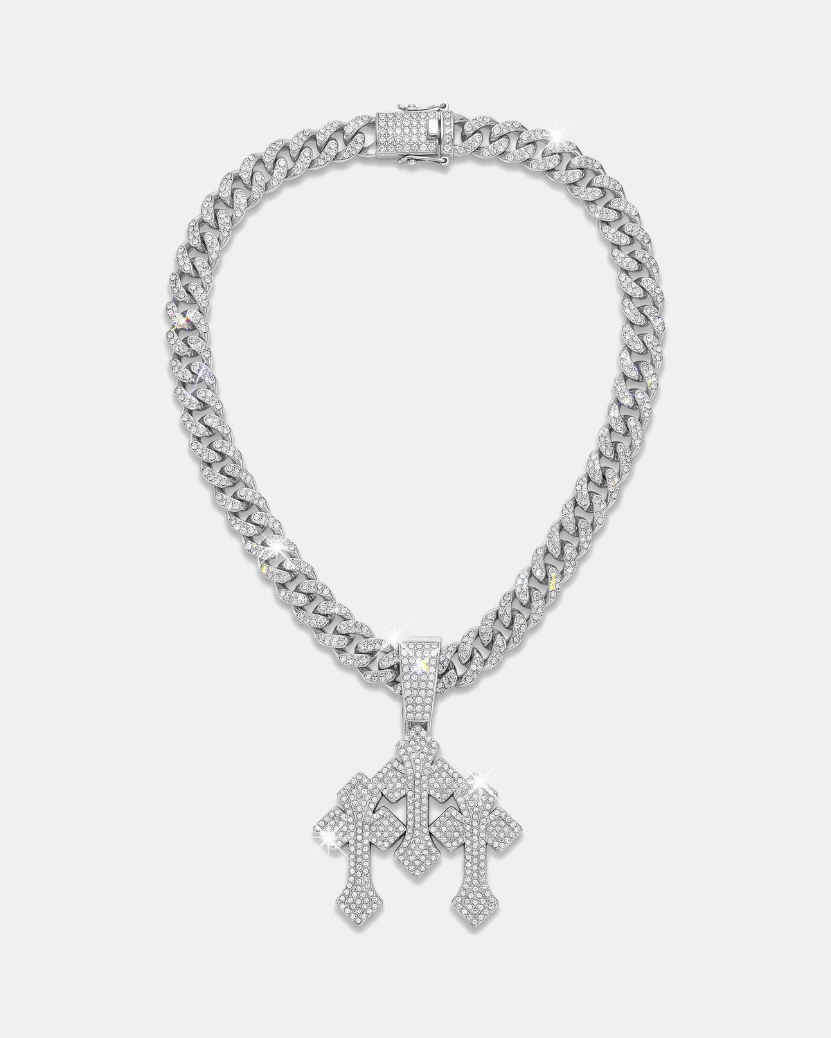 Stacked Cross Cuban Chain White product