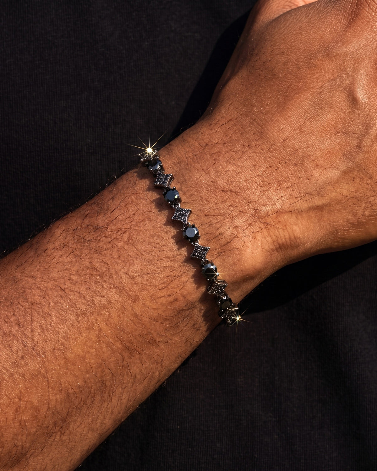 Star Tennis Bracelet 4mm Black worn