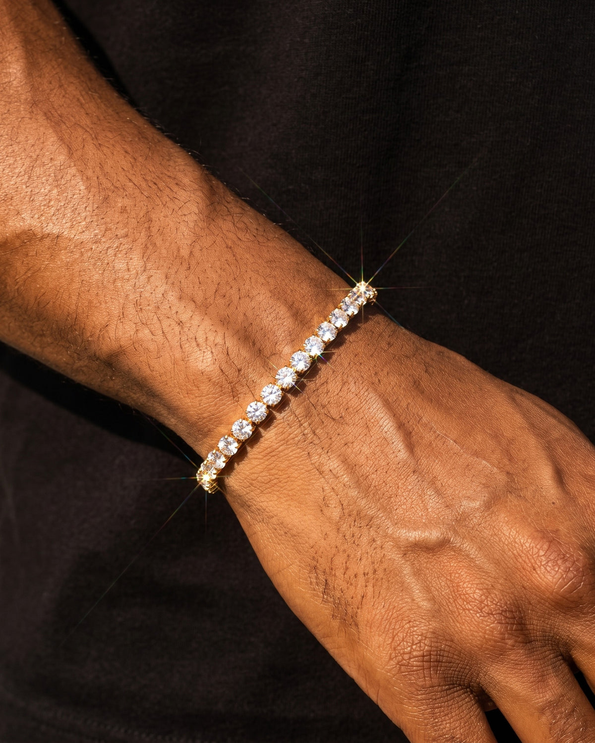 Tennis Bracelet 4mm Gold worn