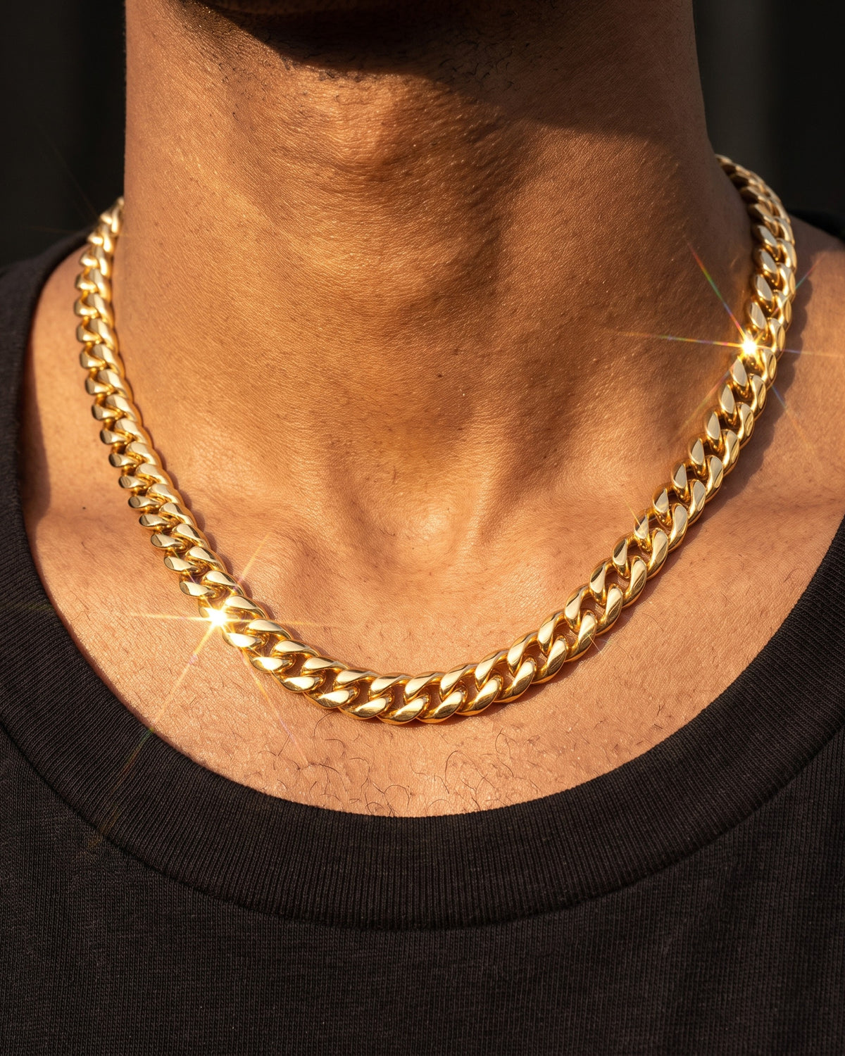 18K Cuban Link Chain 6mm Gold worn