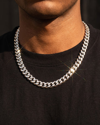18K Cuban Link Chain 10mm White
