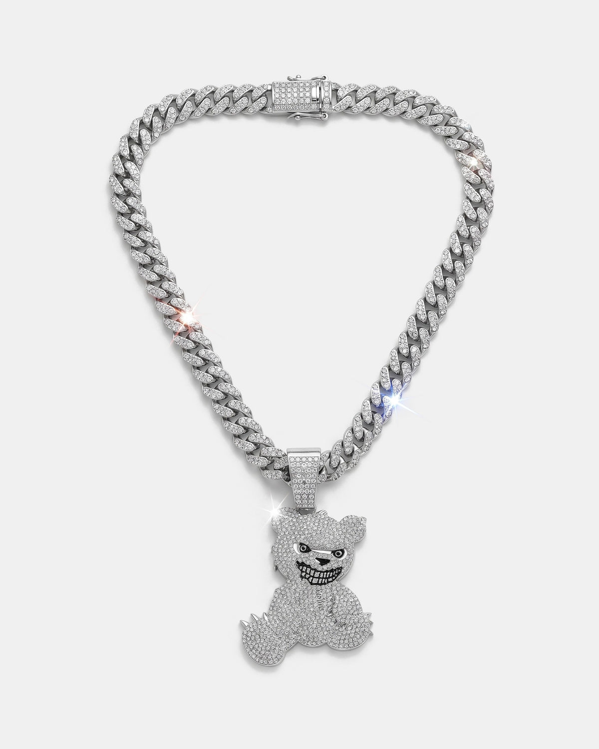 Bear Pendant Cuban Chain White product