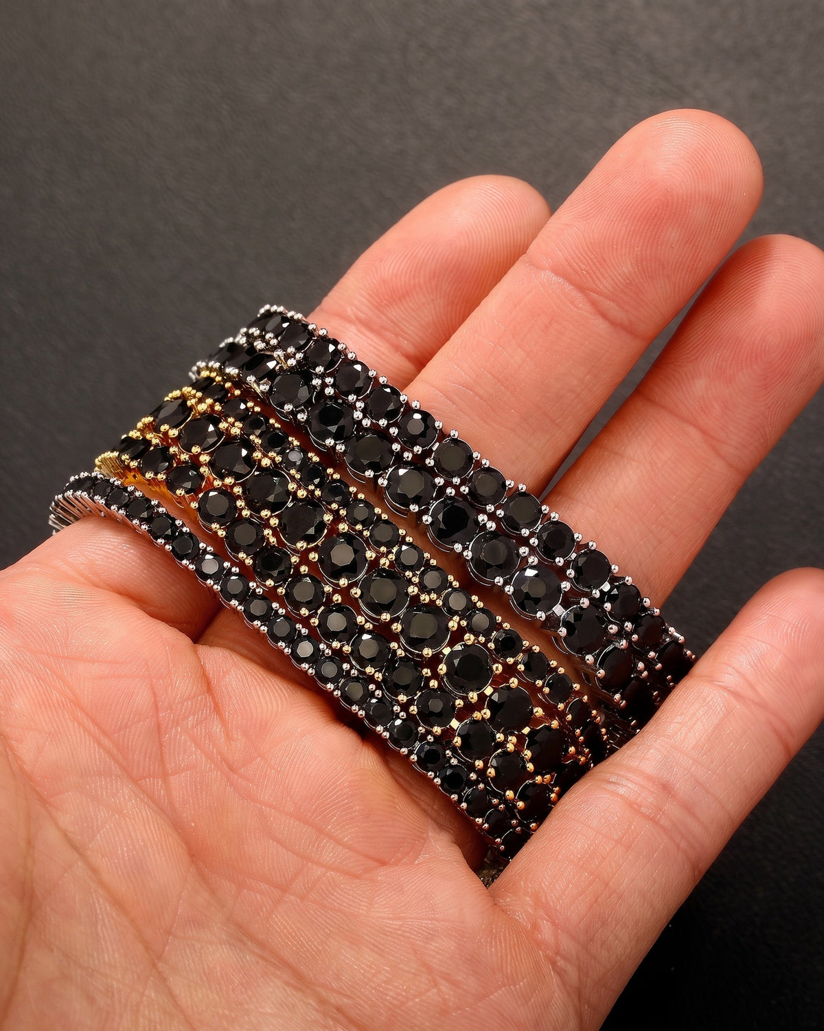 Black Ice Tennis Bracelet White in hand