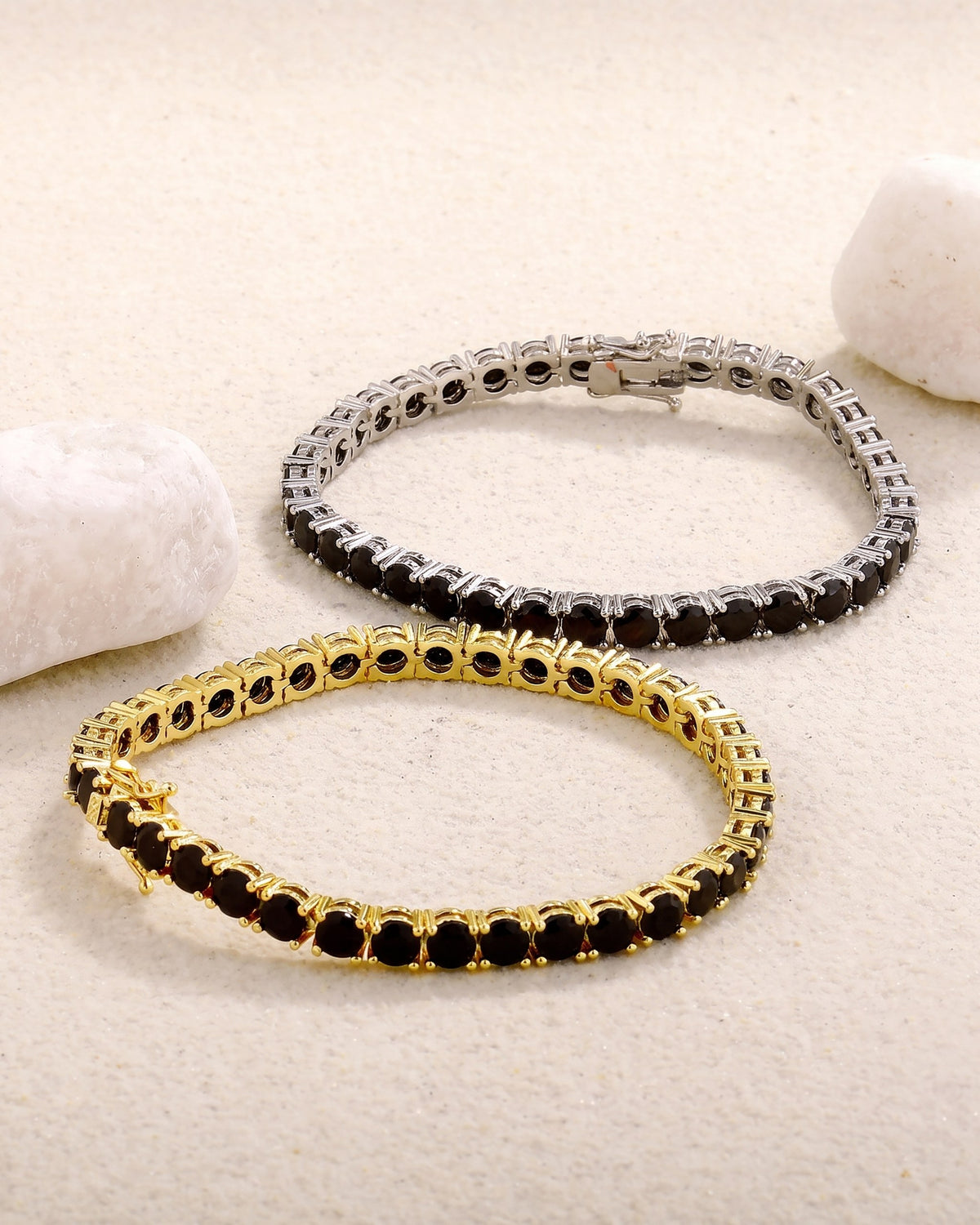 Black Ice Tennis Bracelet Gold gold and white
