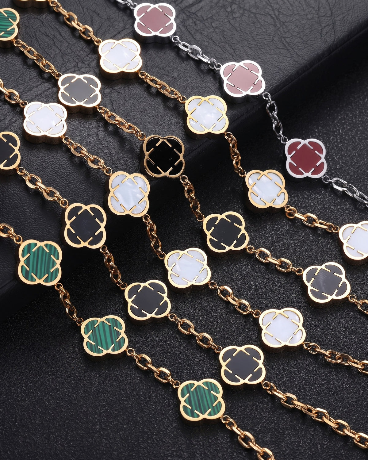 Clover Link Bracelet Green & Gold all colors
