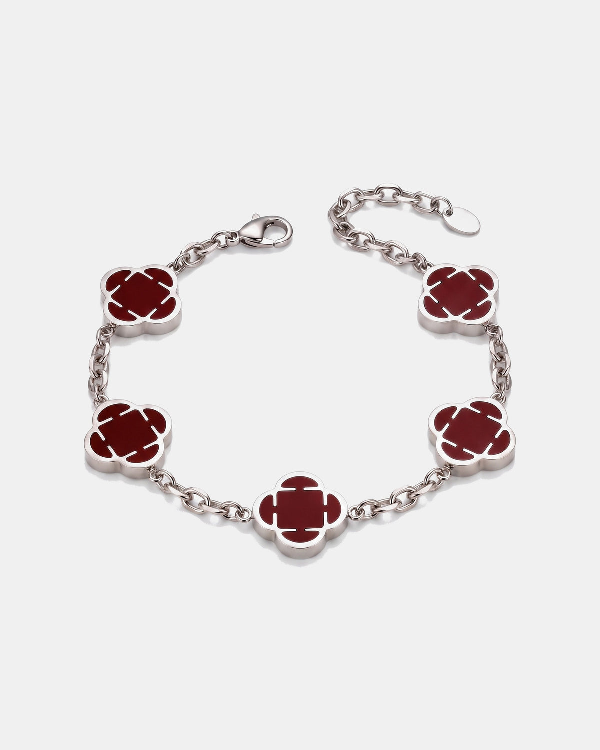 Clover Link Bracelet 16mm Red & Silver product
