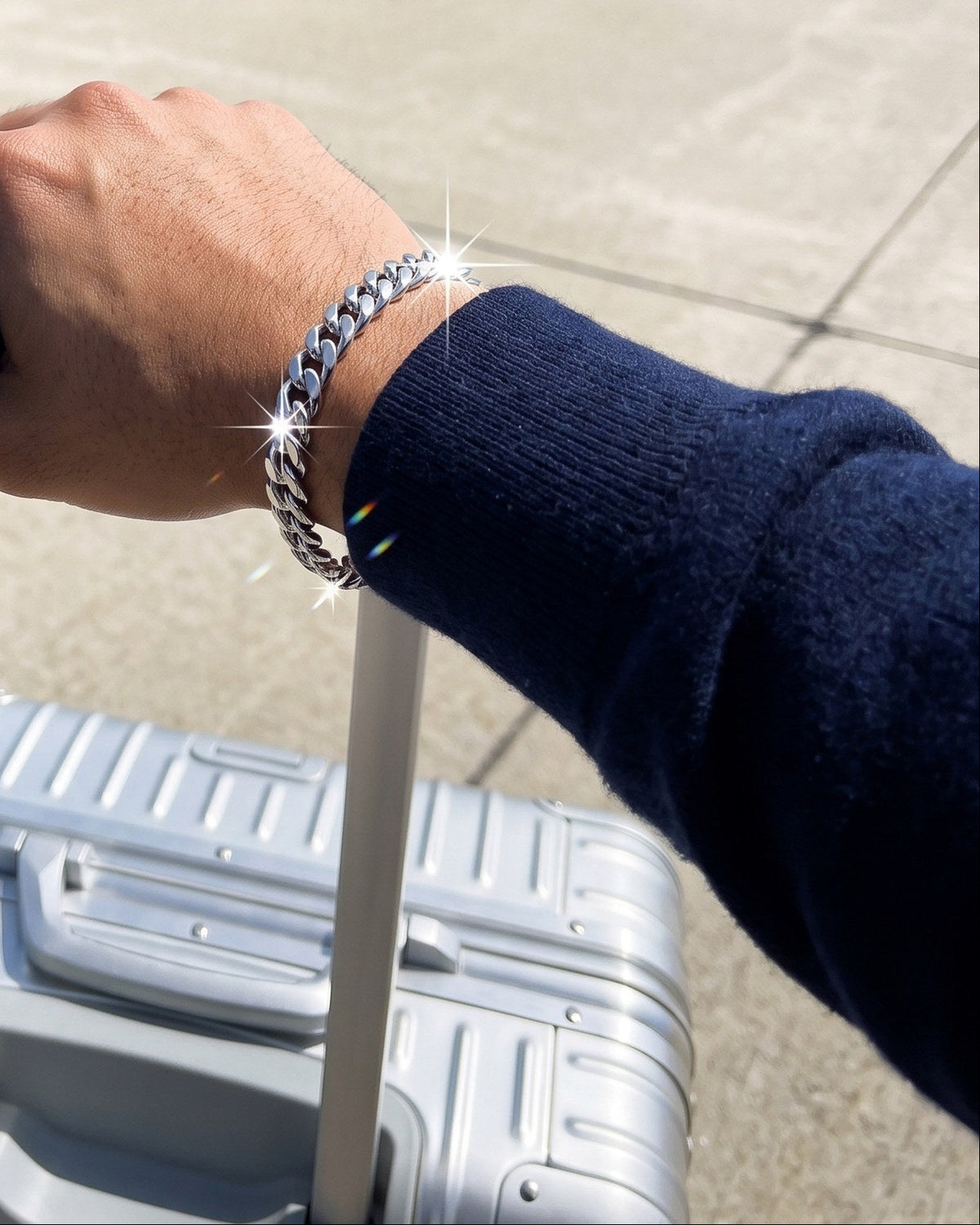 Cuban Link Bracelet 5mm White lifestyle