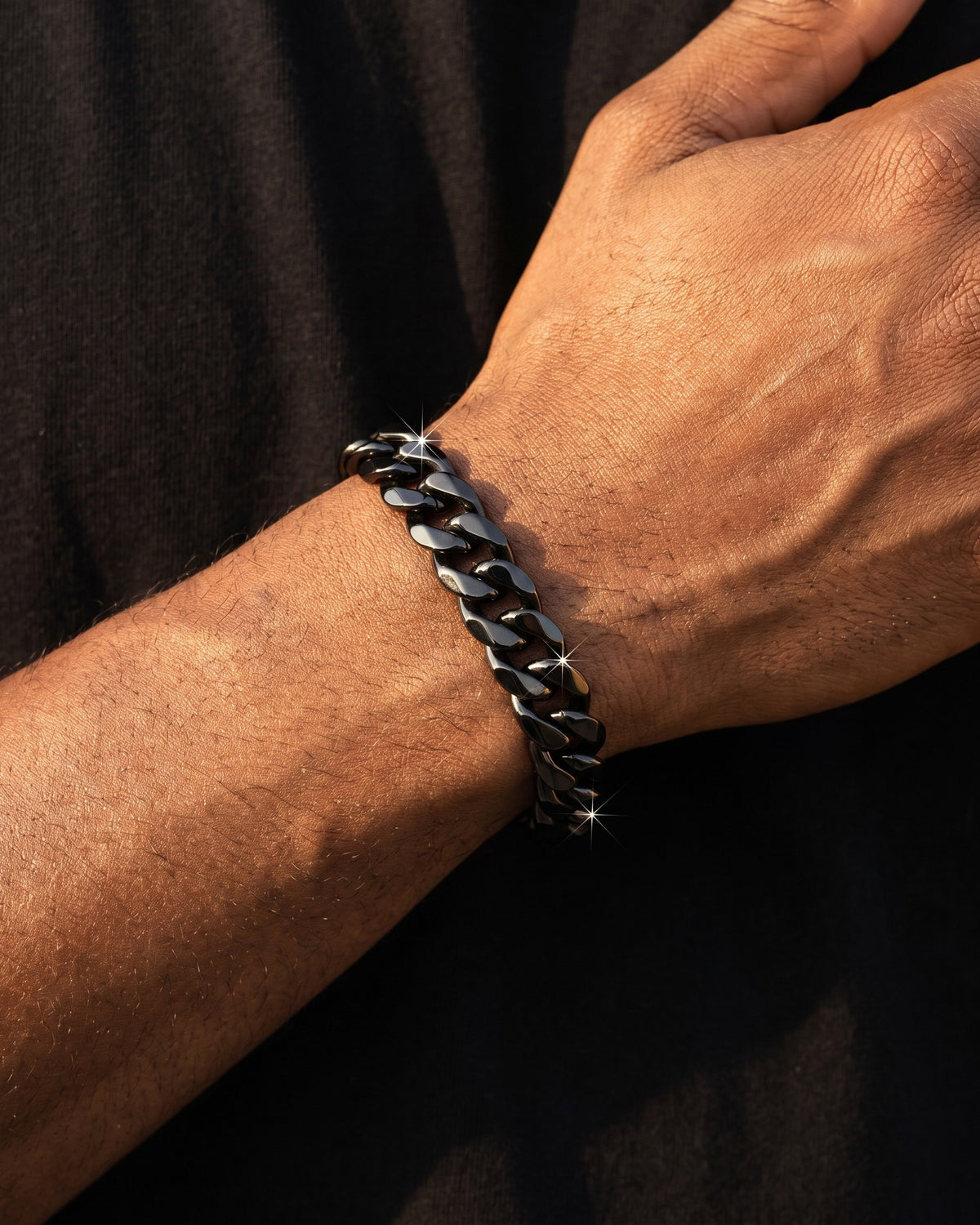 Cuban Link Bracelet 9mm Black worn