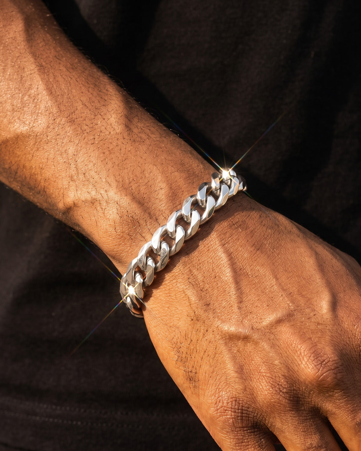 Cuban Link Bracelet 11mm White worn