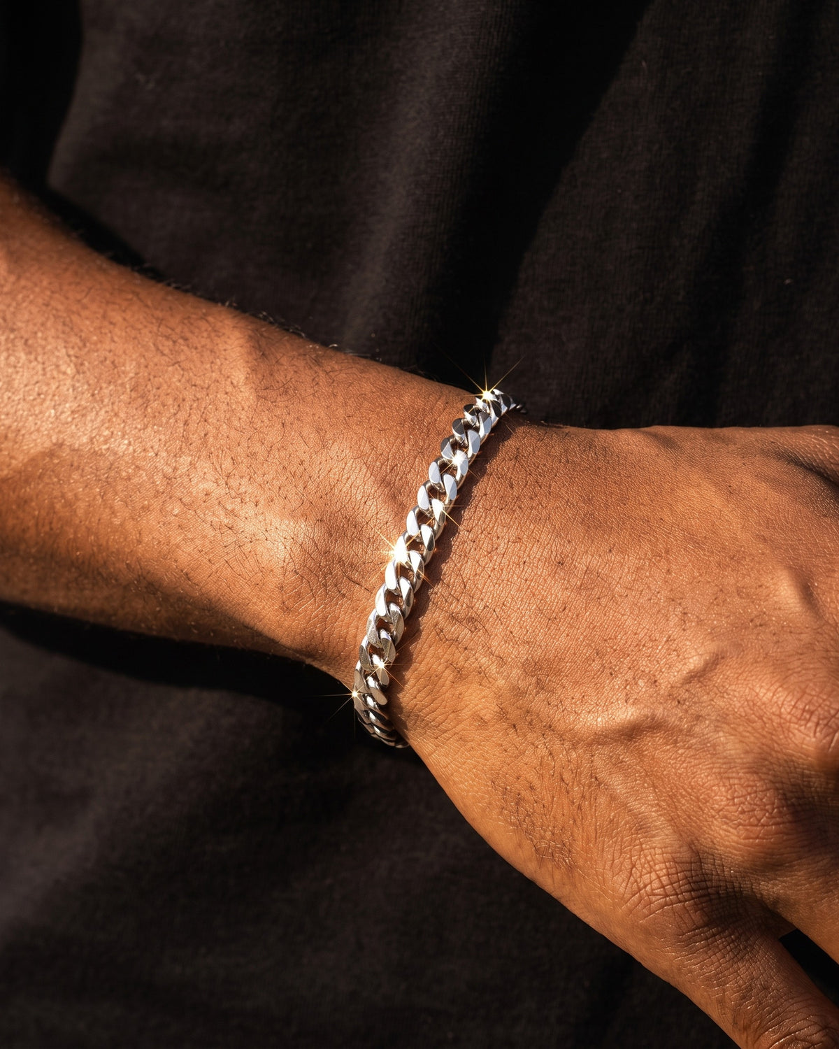 Cuban Link Bracelet 5mm White worn