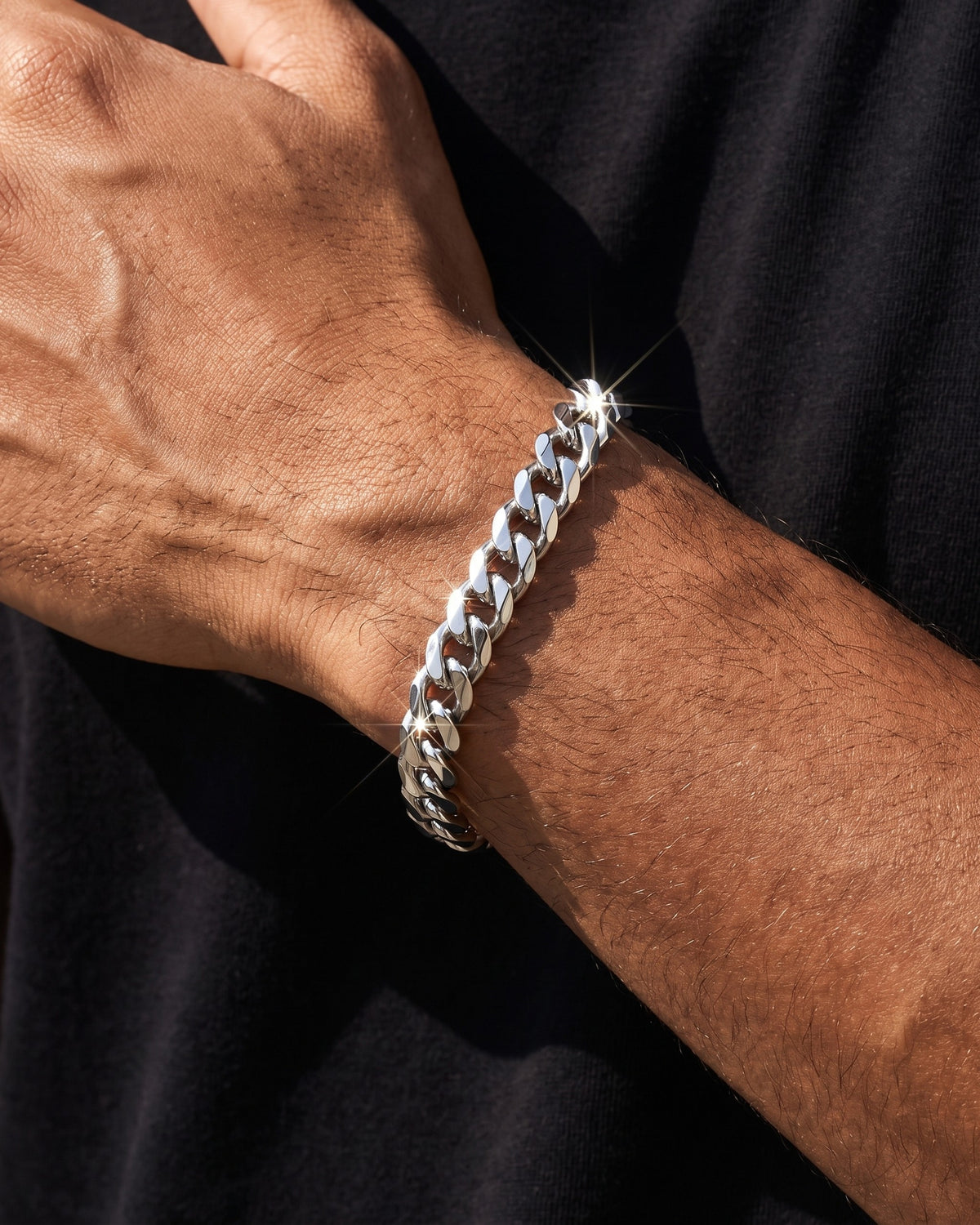 Cuban Link Bracelet 7mm White worn