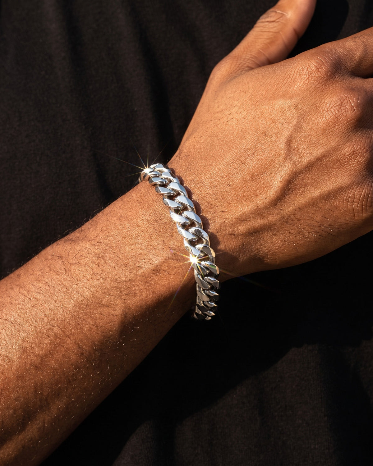 Cuban Link Bracelet 9mm White worn