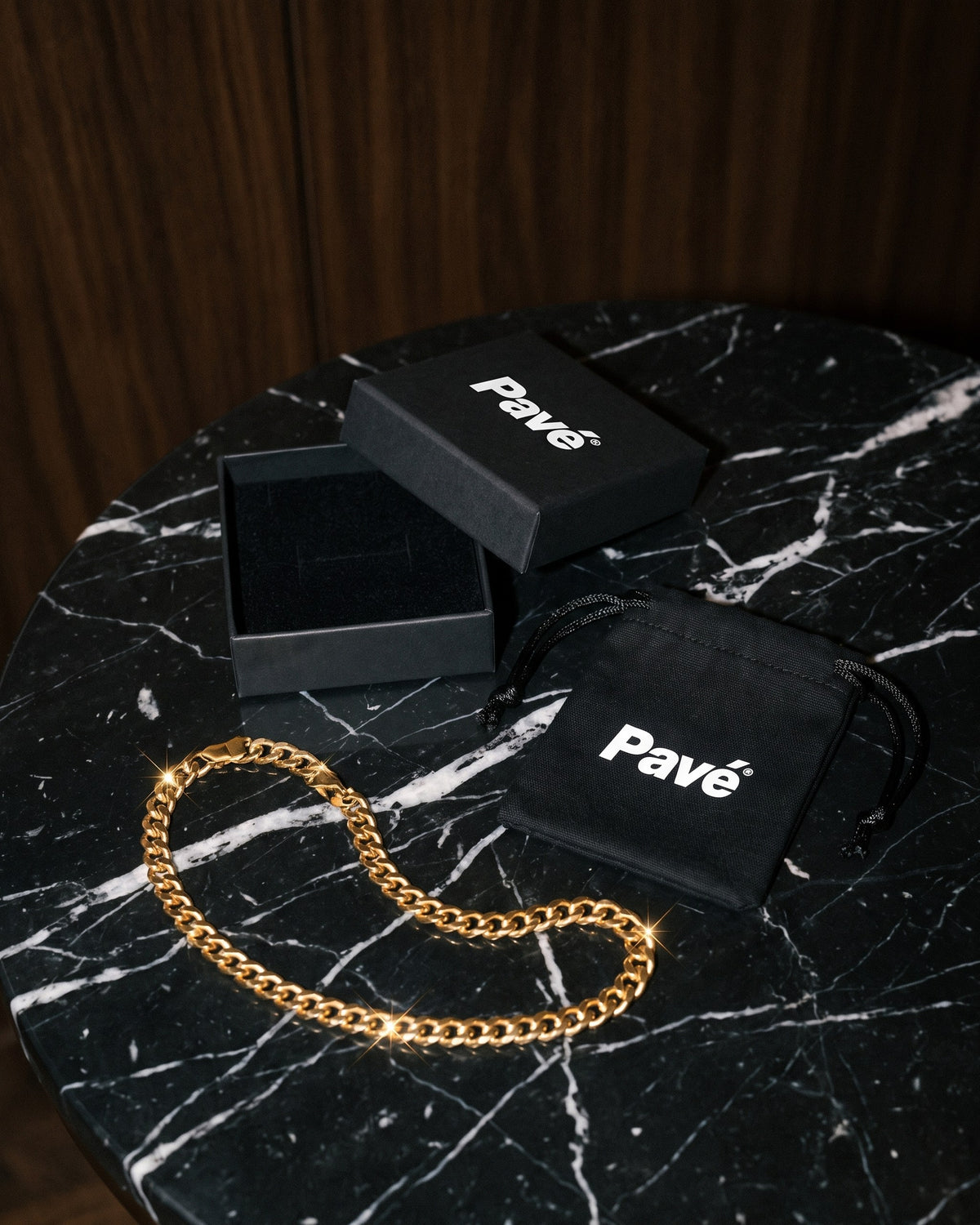 Cuban Link Chain 3mm Gold packaging