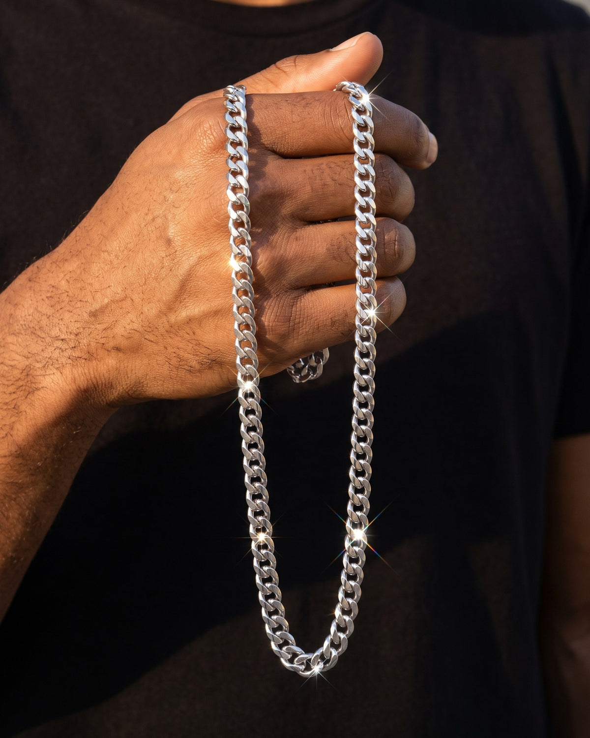 Cuban Link Chain 3mm White in hand