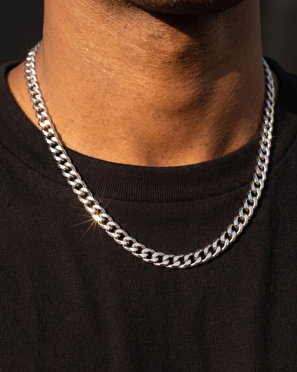 Cuban Link Chain 3mm White worn