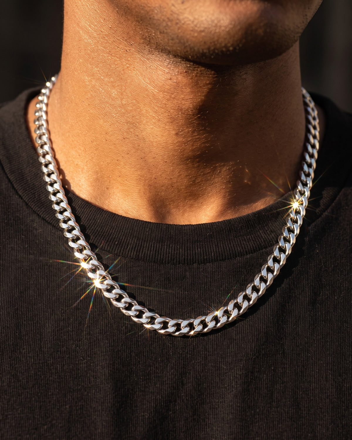 Cuban Link Chain 5mm White worn