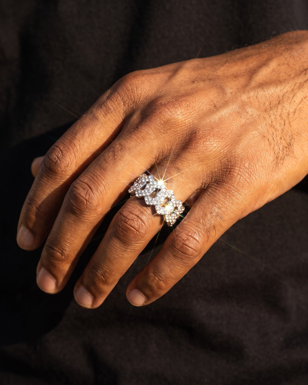 Cuban Link Ring 10mm White worn
