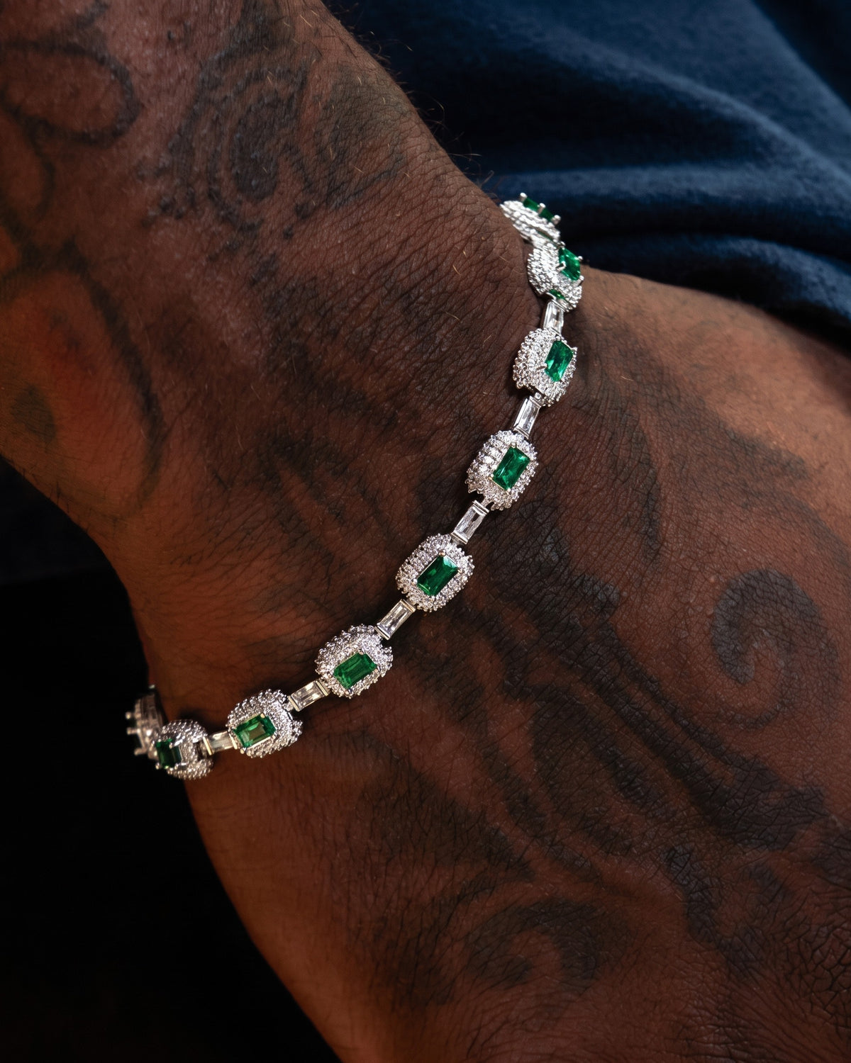 Emerald Iced Bracelet White worn close