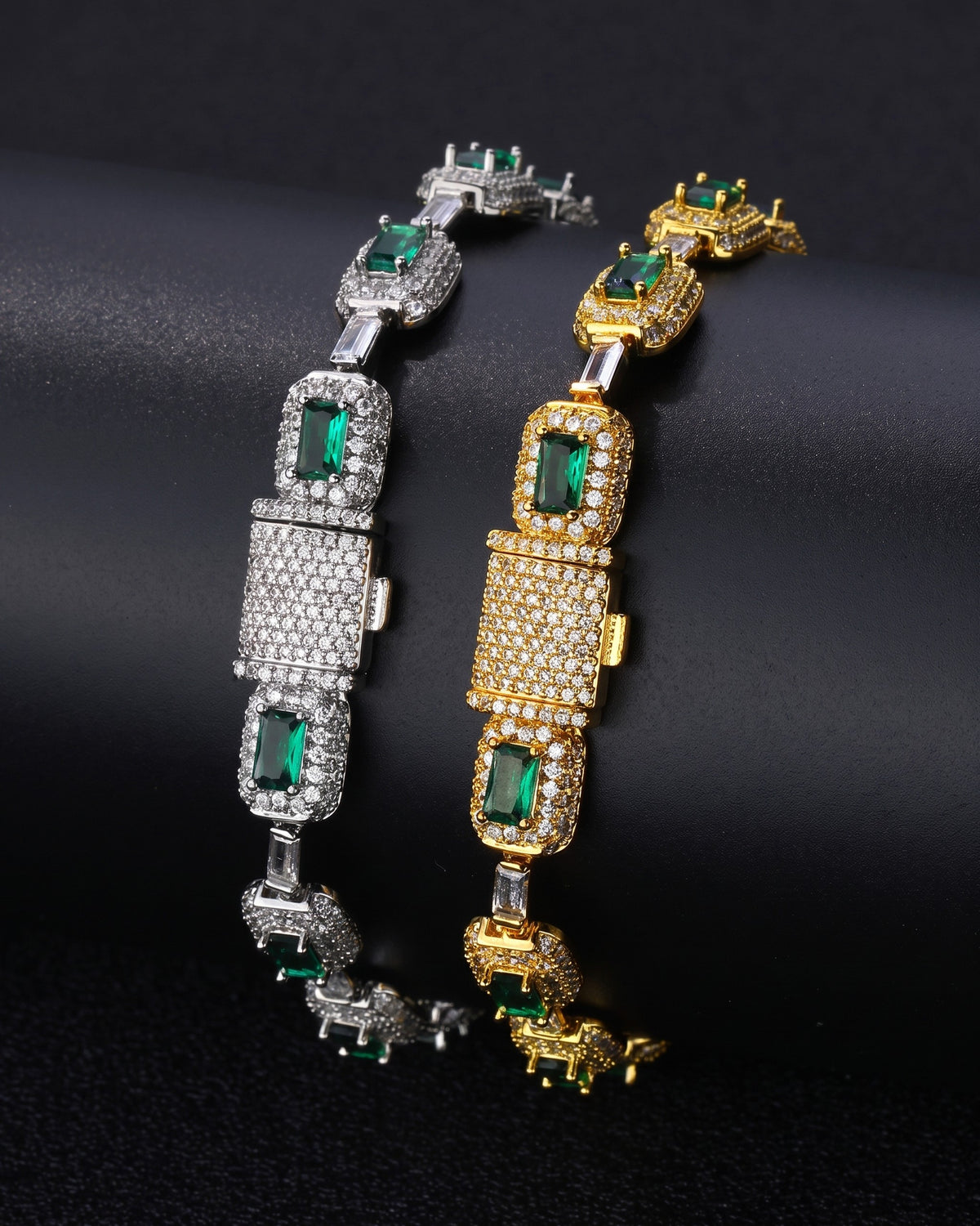 Emerald Iced Bracelet White gold and white