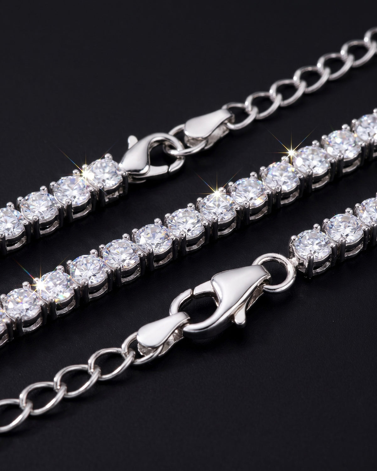 Fine Tennis Chain 3mm White detail
