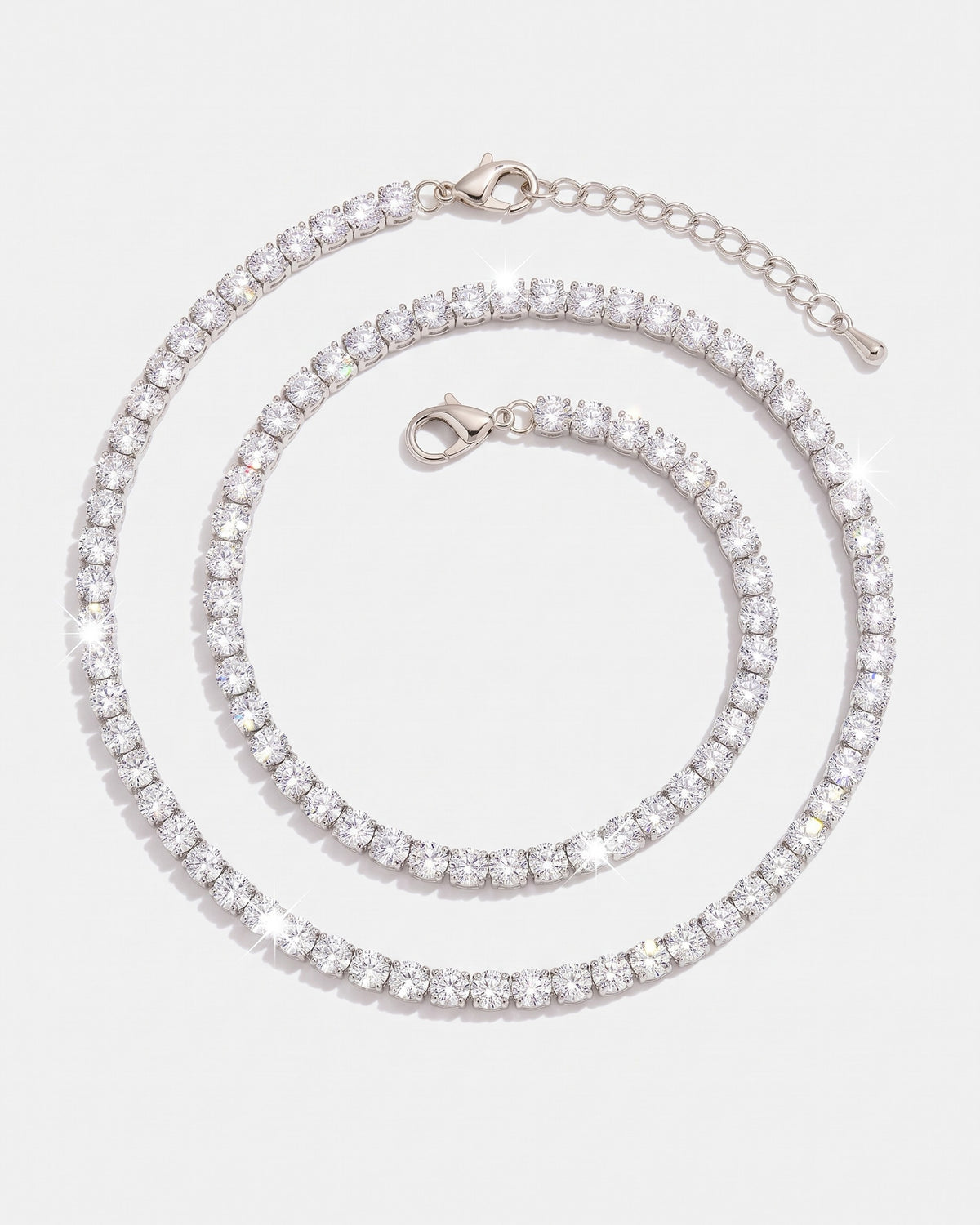 Fine Tennis Chain 3mm White flat lay