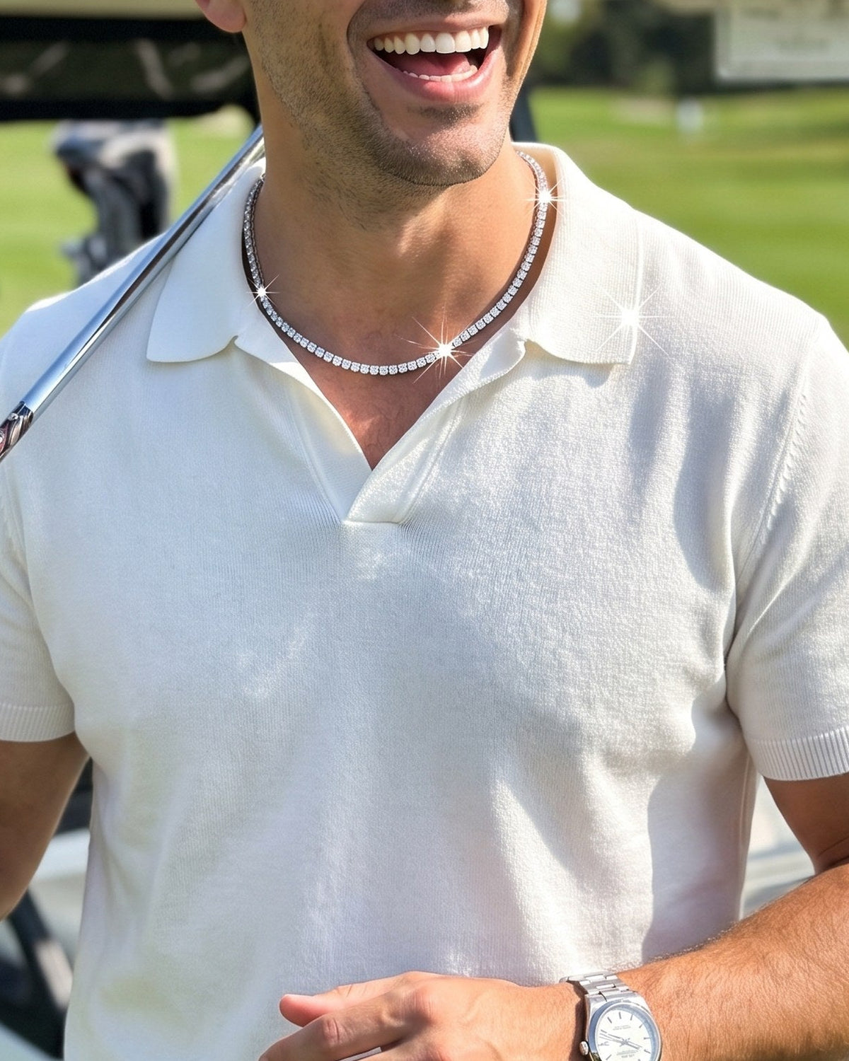 Fine Tennis Chain 3mm White lifestyle