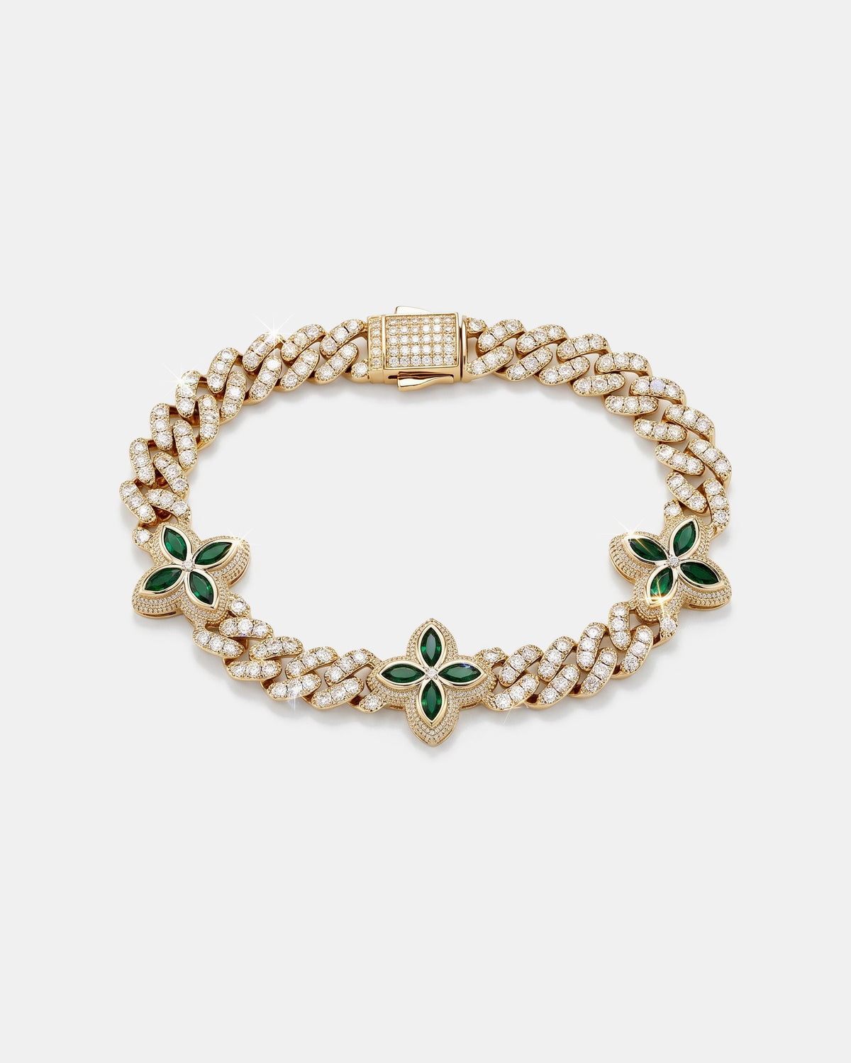 Floral Cuban Bracelet 10mm Gold product