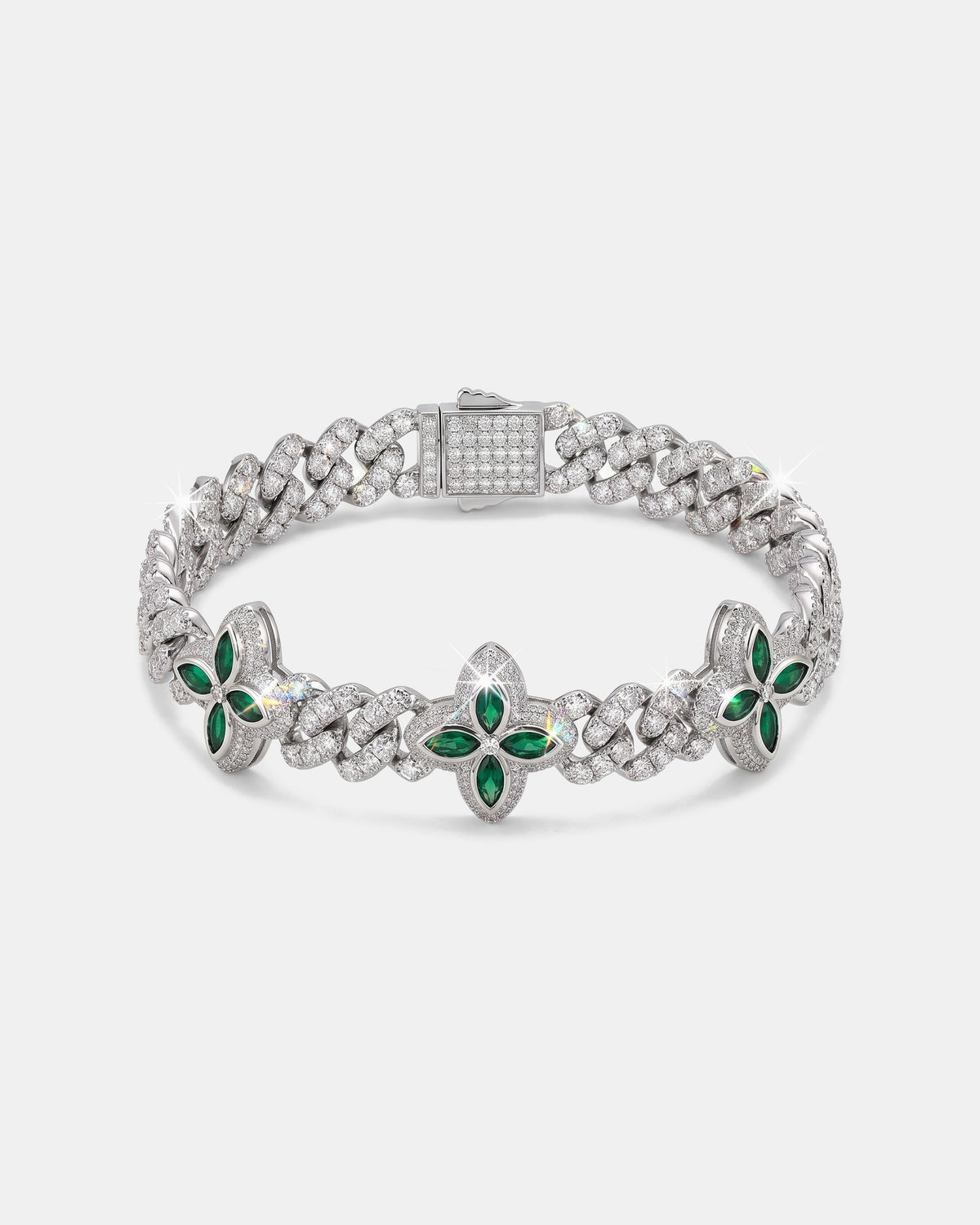 Floral Cuban Bracelet 10mm White product
