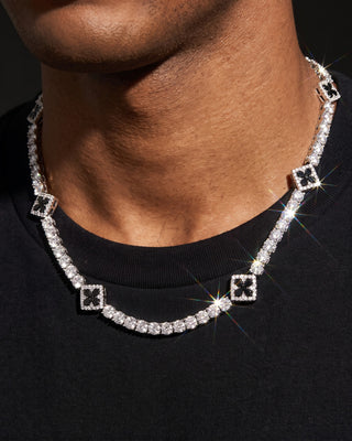 Iced Clover Necklace 4mm White