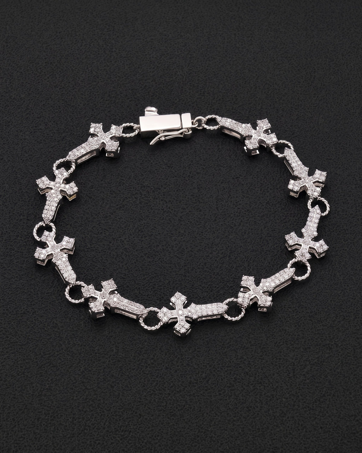 Iced Cross Link Bracelet White studio