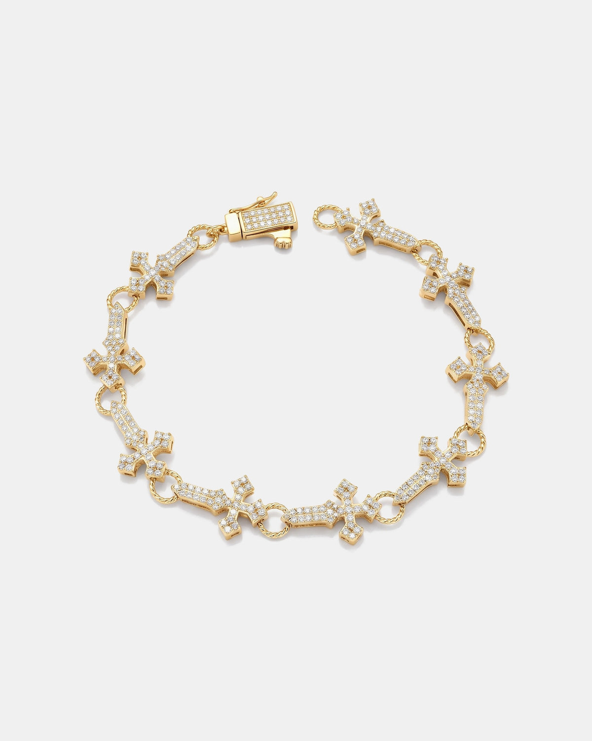 Iced Cross Link Bracelet 11mm Gold product