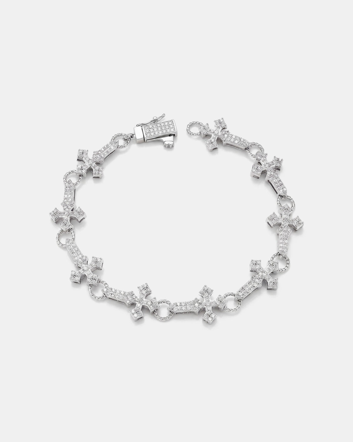 Iced Cross Link Bracelet 11mm White product