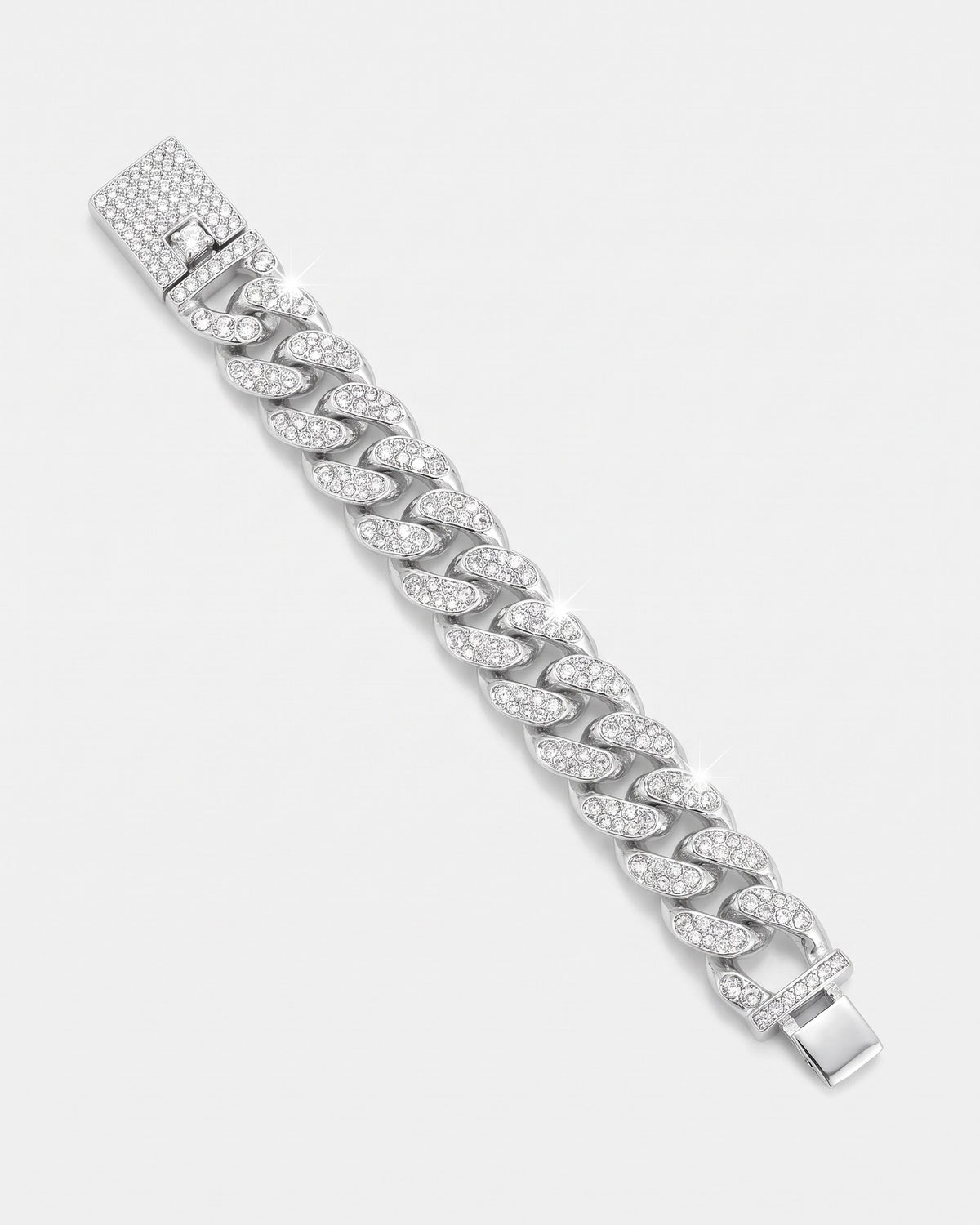 Iced Cuban Bracelet 13mm White flat lay