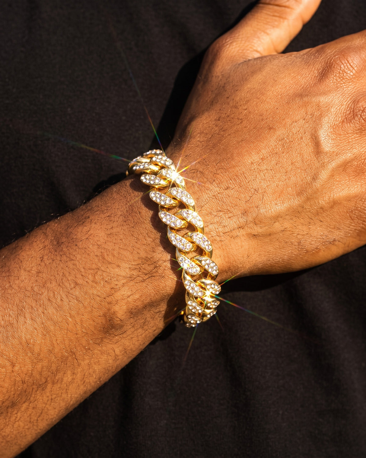 Iced Cuban Bracelet 13mm Gold worn