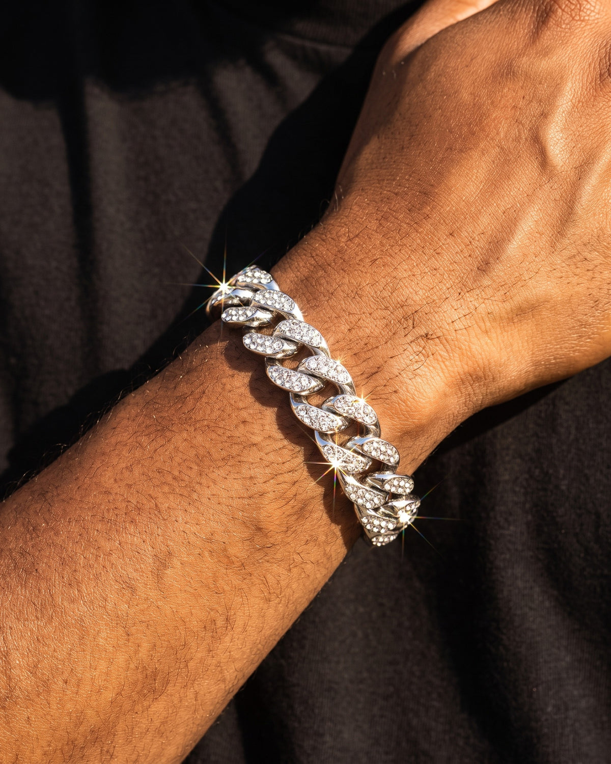 Iced Cuban Bracelet 13mm White worn