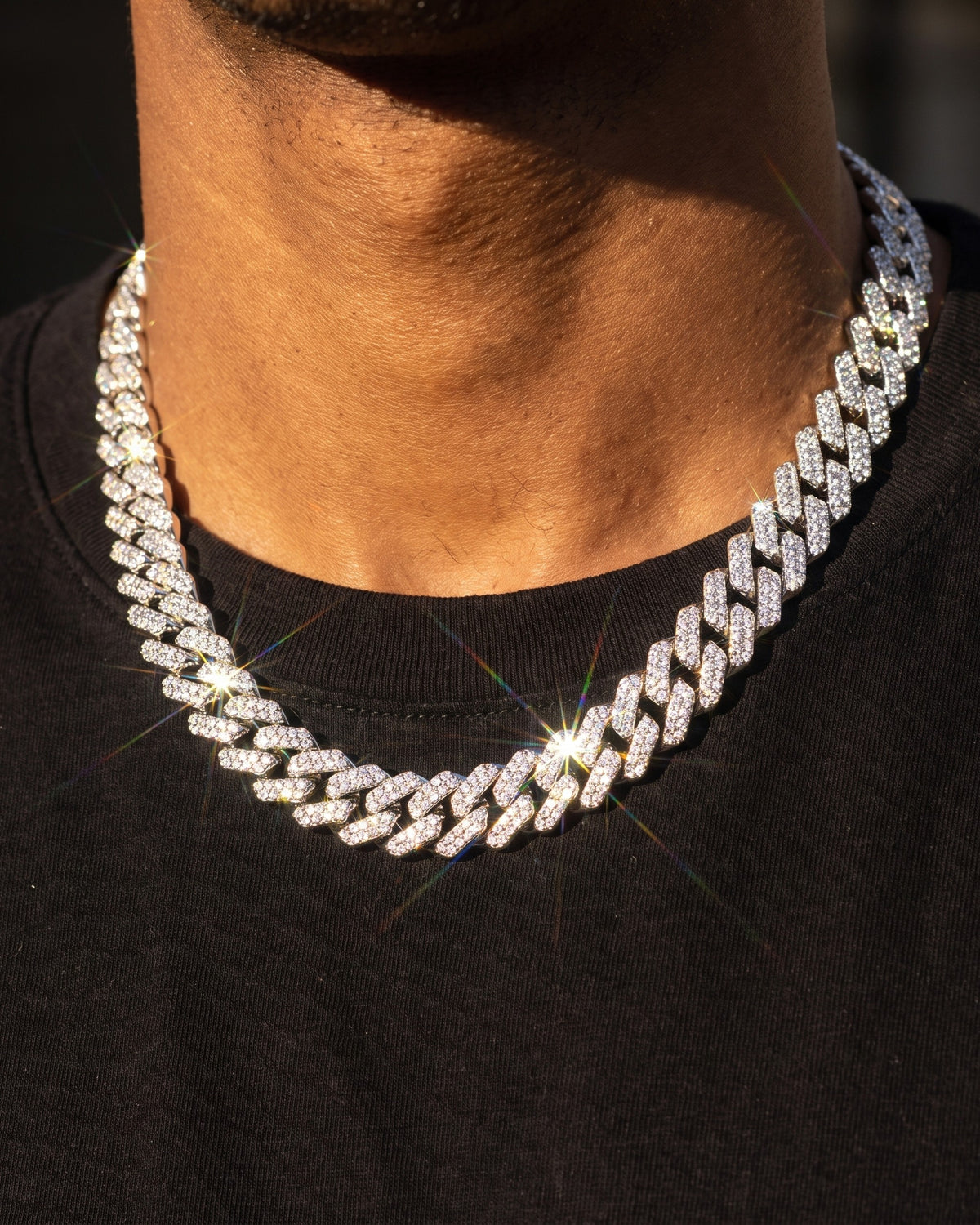 Iced Cuban Chain 14mm White worn