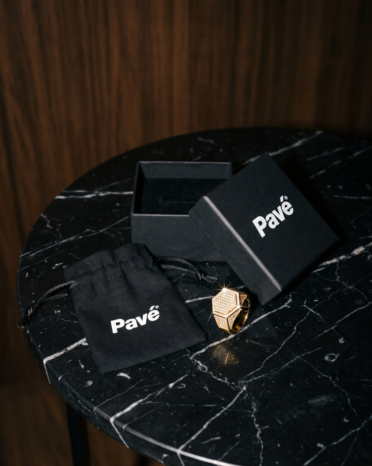 Iced Hex Ring Gold packaging