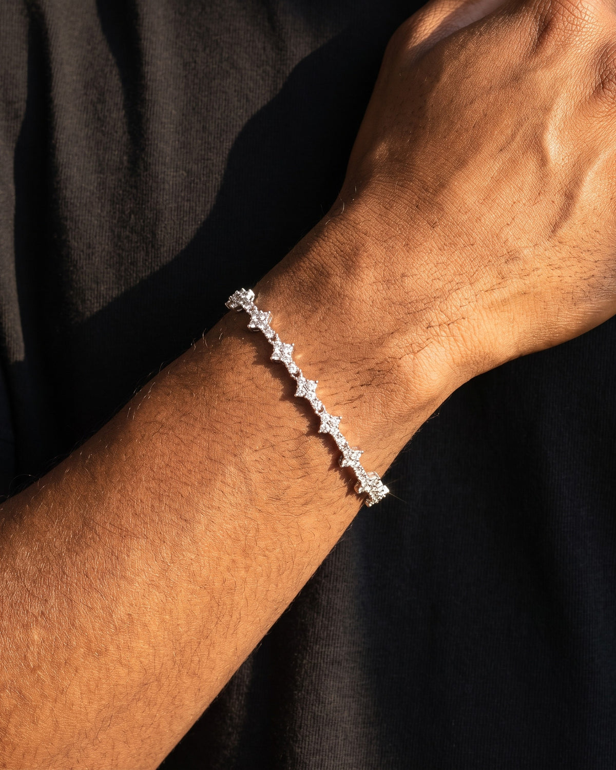 Iced Star Link Bracelet White worn