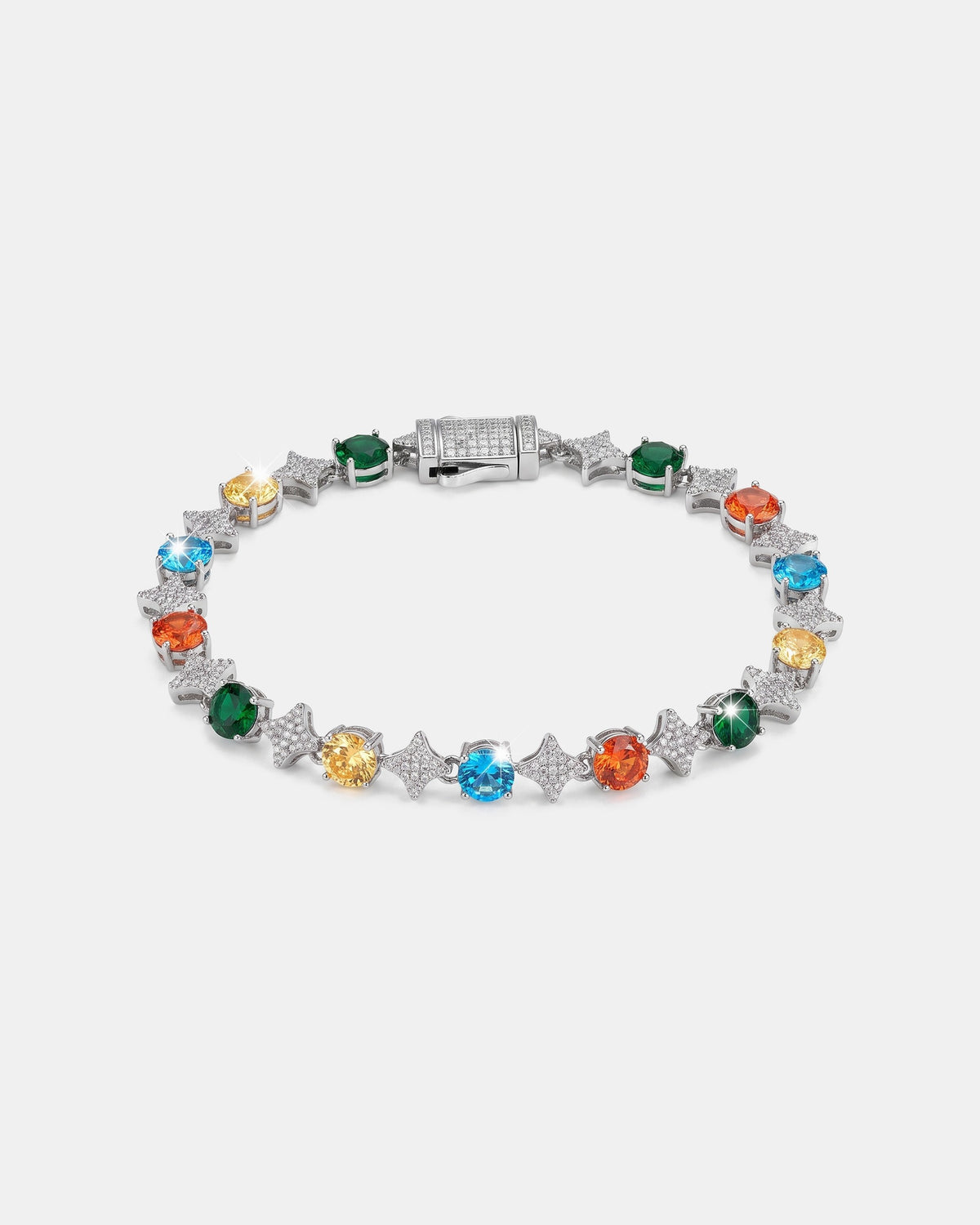 Multicolor Star Tennis Bracelet 6mm White product