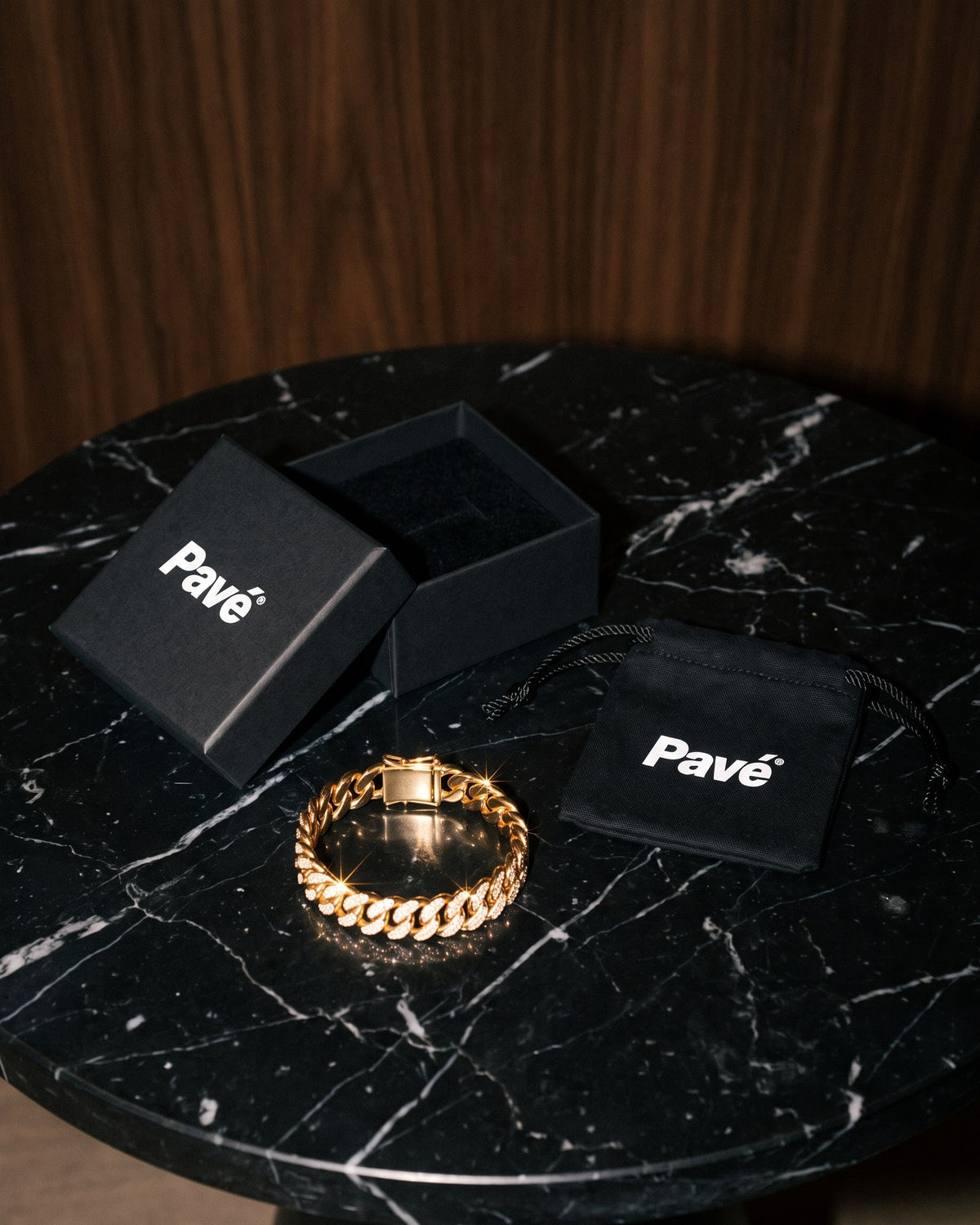 Prong Cuban Bracelet 13mm Gold packaging