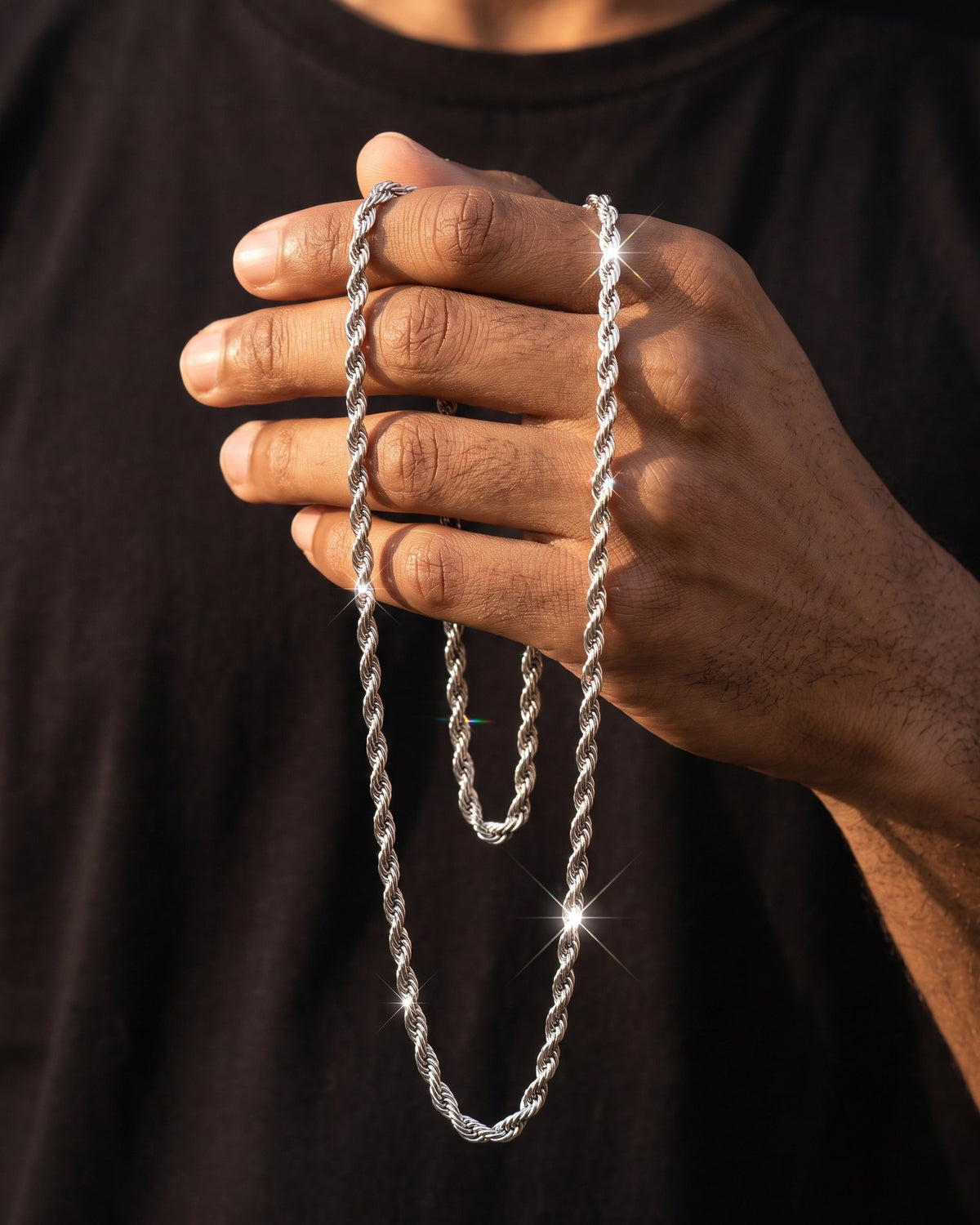 Rope Chain 3mm White in hand