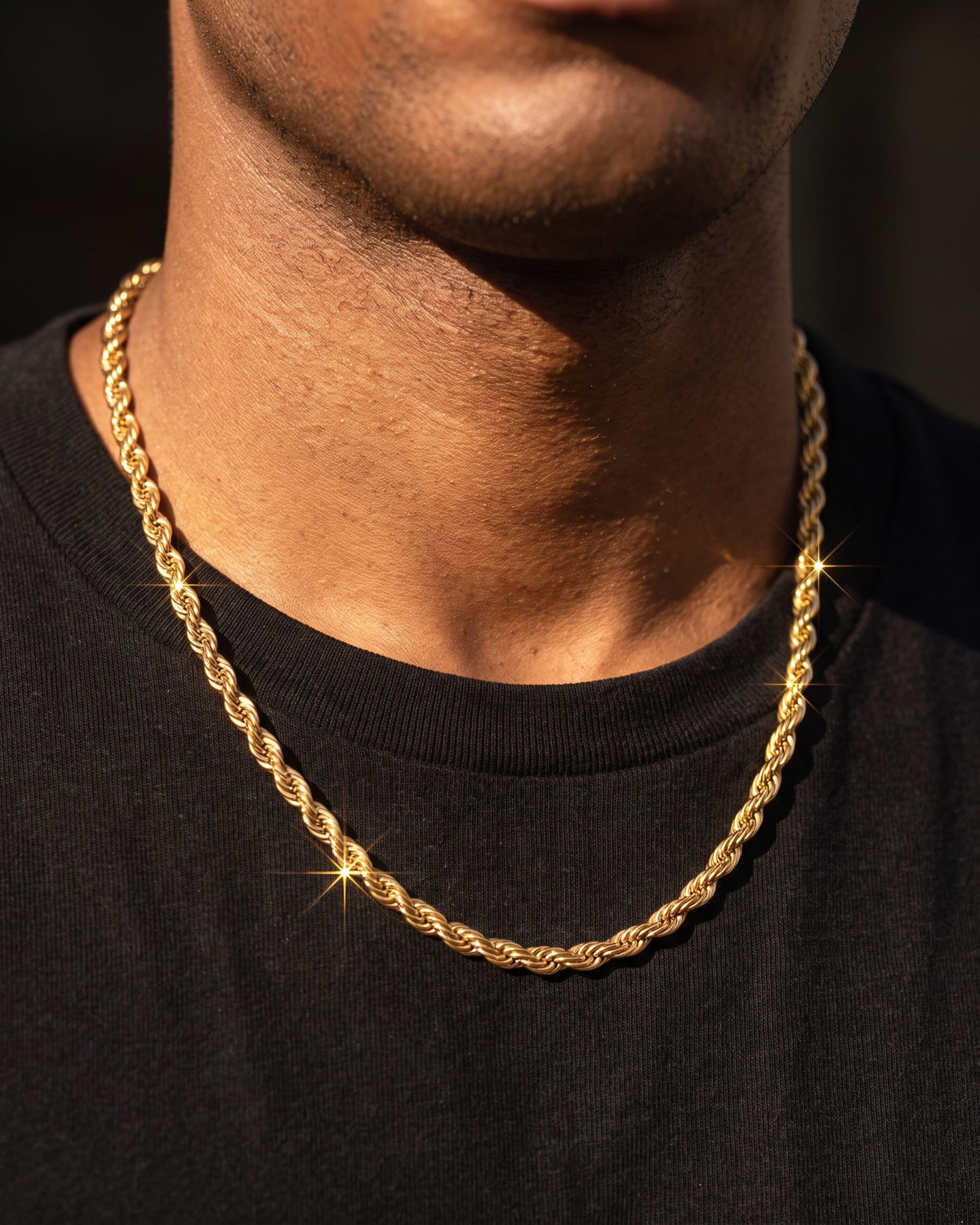 Rope Chain 3mm Gold worn