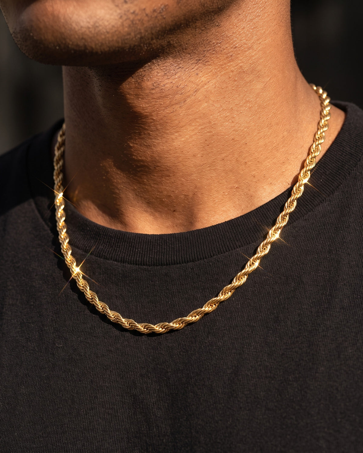 Rope Chain 5mm Gold worn